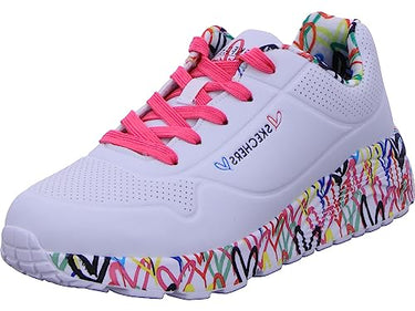 Skechers Mädchen Uno Lite Lovely Luv Sneaker, White Synthetic H. Pink Trim, 32 EU im Sale